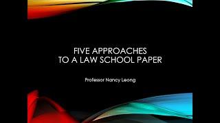 Five Approaches to a Law School Paper or a Law Review Student Note