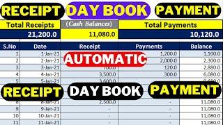 fully automatic day book with receipt and payments in excel | learning center