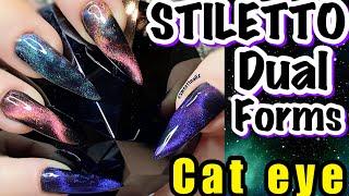 STILETTO DUAL FORMS CAT EYE; Beginner nail tutorial; EASY nail tutorial