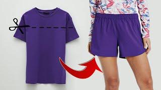 WOW! How to transform a T-shirt into a style shorts quickly and easily