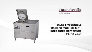 Salad and vegetable washing machine with integrated centrifuge