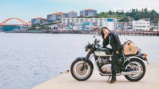 Riding the autumn breeze, riding a motorcycle, going around Geojeㅣ1000km trip, Triumph T120