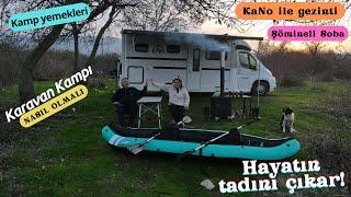 Lakeside Caravan Camping Canoeing Stove Camping Meals with Fireplace and Range Adventure Camping