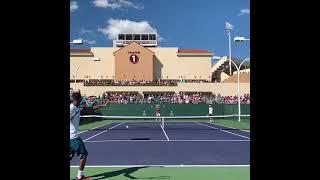 Lovely view of Gael Monfils hitting with Federer!