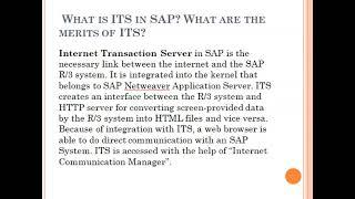 What is ITS in SAP?