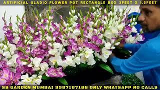 Artificial gladiolus Flower Rectangle pot manufacturer and decorater in mumbai SS GARDEN MUMBAI