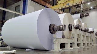 Huge Scale! A4 Printer Paper Mass Production Process. Copy Paper Company Manufacturing Factory