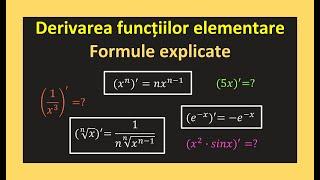 Derivarea functiilor elementare exercitii formule derivate bac clasa a 11 a(Invata Matematica Usor)