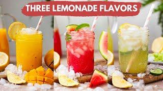 3 Lemonade Flavours | Healthy Summer Drinks | No Sugar, No Soda | Homemade lemonade | Summer Coolers