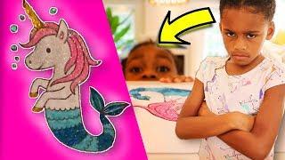 Cute Mermaid Unicorn Fish with Glitter Bubbles ! Toy Art coloring and drawing