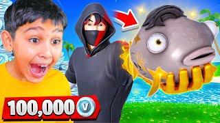 Catch the MIDAS FISH for 100k VBucks with My Little Brother! - Fortnite