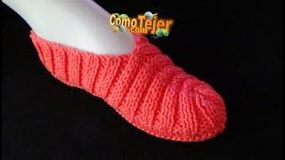 Cómo Tejer Patuflas Slippers Zapatillas Fáciles 2 agujas, palitos, knitting (1369)