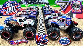 Toy Diecast Monster Truck Racing Tournament | 3RD ANNUAL July 4th  HotWheels  Spin Monster Race