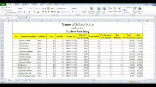 How to Entry Student Fee in Ms Excel || School College Fee Entry in Ms Excel || Excel Tutorial ||