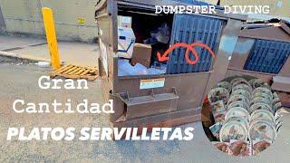 DUMPSTER DIVING GRAN Cantidad De PLATOS SERVILLETAS#dumpsterdiving #loquetiranenusa