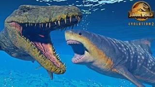 Megalodon vs Mosasaurus! "HUNT & FIGHT" vs ALL Marine Reptiles!