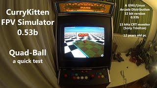 CurryKitten FPV Simulator 0.53b - quad-ball - quick test - A GNU/LINUX Arcade Distribution, sim