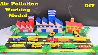 air pollution working model for science fair project(factory, vehicle) | DIY at home | howtofunda