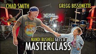 Chad Smith and Gregg Bissonette give Nandi Bushell a MasterClass in Drumming