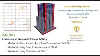 Module 2: Modeling of 20 Stories Dual System RC Building using Architectural Drawings