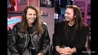 Chris DeGarmo and Geoff Tate of Queensryche with Erica Ehm (MuchMusic 1991)