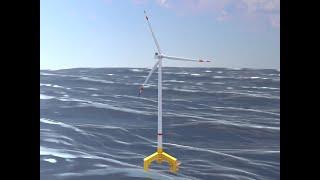 Windkraftanlage mit Tripile Offshore Fundament V1 H-175 Rotor-Durchmesser 172 m mit Animation