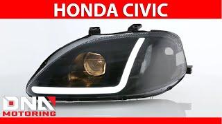 DNA Motoring 99-00 Honda Civic Black Clear Headlight