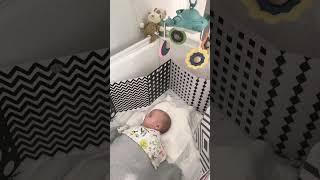 Baby sleeping in the crib so cute