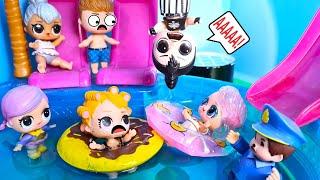 FELL RIGHT ON THE HEAD DOLLS LOL SURPRISE IN THE POOL Funny cartoons Darinelka LOL