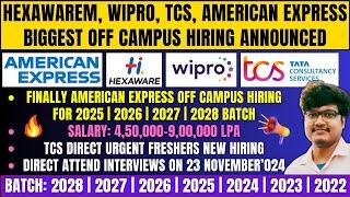 TCS Direct Interview Hiring on 23 Nov | Wipro, Hexaware, Amex Biggest Hiring | 2028-2025, 2024-2022