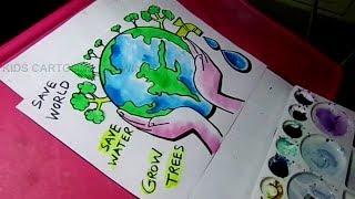 How to Draw Save Water / Save Trees / Save Nature Color Drawing