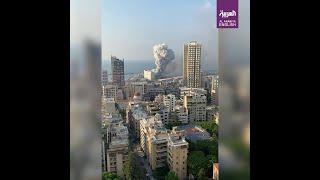 Beirut explosion seen from the top of a building