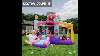 Doctor Dolphin wholesale adult jumping castles shipping inflatable bouncy castle with water slide