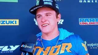 Haiden Deegan talks to Jason Thomas after SMX round 2.