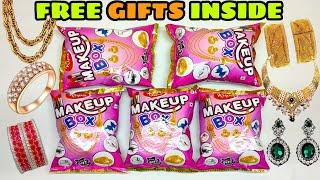 Omg got Diamond Necklace inside Makeup box snacks | free gifts inside | Snackiya #free #gift