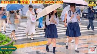 【4k hdr】 3 Hours Rain ASMR Walk in Harajuku（原宿）Tokyo Japan | Relaxing Natural City ambience