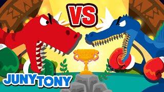 Tiranosaurio vs Espinosaurio | Dinosaurio Campeón | ¡Que Gane el Mejor! | JunyTony en español