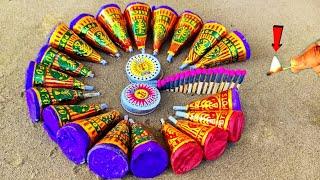 Lot Of Diwali Big Anar Vs Two chakri Vs Red Matchstick Chain Reaction Domino  |