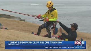 Junior Lifeguards Practice Cliff Rescue At Sunset Cliffs