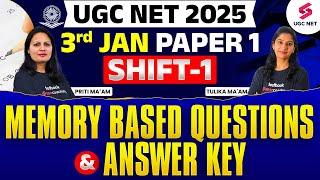 UGC NET Paper 1 Answer Key 2025 | UGC NET Answer Key 2025(3rd Jan, Shift 1) By Priti & Tulika Ma'am