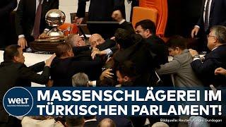 TÜRKEI: Chaos im Parlament! Ohrfeige löst heftige Schlägerei zwischen AKP und Opposition aus