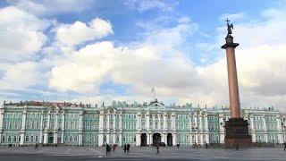 Winter Palace And Alexander Column In St. Petersburg Stock Video