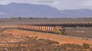 OUTBACK AUSTRALIAN IRON ORE TRAINS - Aurizon Distributed Power Ore Train in South Australia