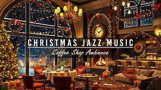 Peaceful Christmas Café Vibes ~ Christmas Jazz Music & Warm Fireplace Ambience for Relax,Work,Study