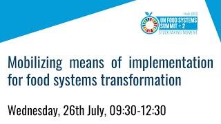 UNFSS+2  Mobilizing Means Of Implementation for food system transformation