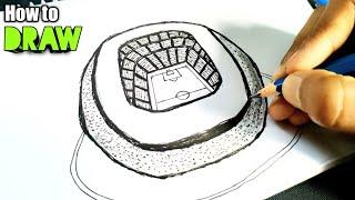 How to draw Football Stadium - Step by step - SHN Best Art