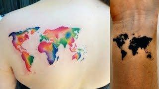 35 Best World Map Tattoo Designs | Tattoo Designs Crafts