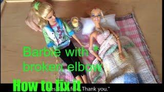 Barbie with broken elbow-how to fix it with hot glue gun