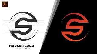 Modern S Letter Logo Design in Adobe Illustrator Tutorials