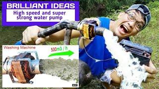 HIGH SPEED WATER PUMP BOOSTER PUMP using WASHING MACHINE MOTOR || 300L/m  Ang lupet nito...